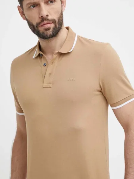 BOSS polo gładki beżowy