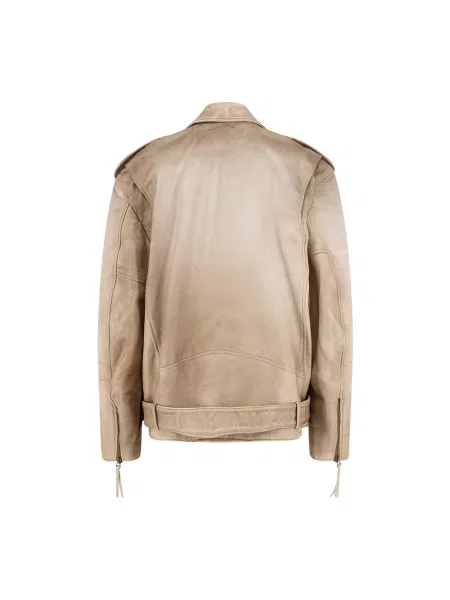 Kurtka skórzana Golden Goose beżowa