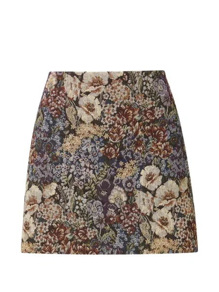 Fusta mini Veronica Beard cu model floral negru