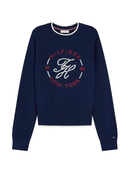 Pulover Tommy Hilfiger cu broderie albastru