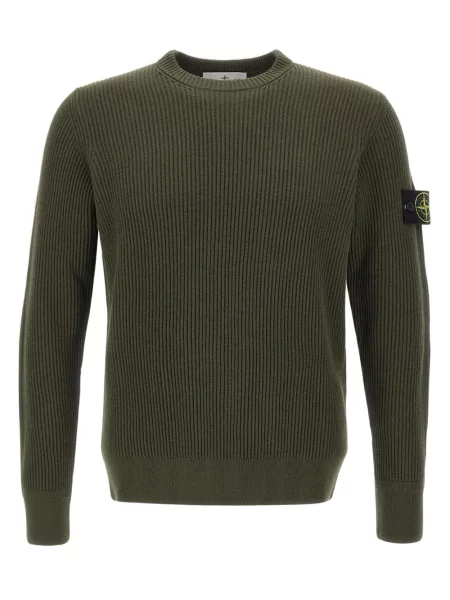 Pulover Stone Island cu decolteu rotund cu strasuri verde