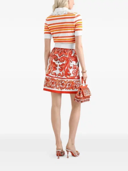 Ριγέ πλεκτό polo Dolce & Gabbana λευκό
