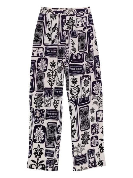 Spodnie Agua Bendita w kwiatki z nadrukiem białe