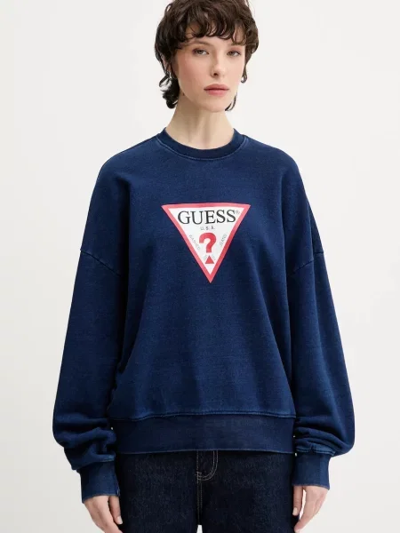 Guess Jeans bluza granatowy z nadrukiem