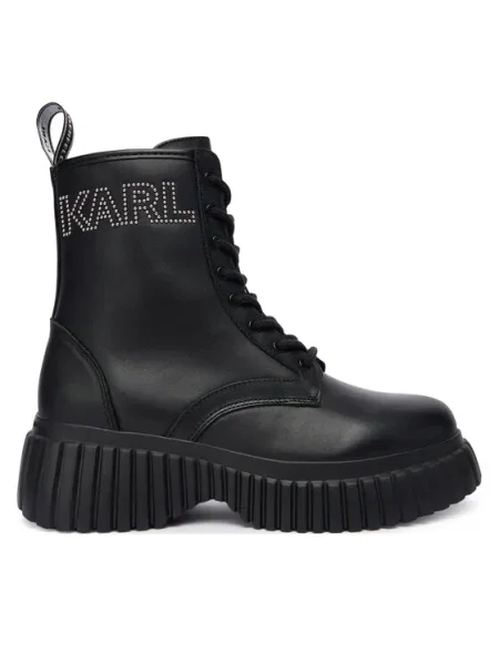 Karl Lagerfeld Šnurovacie členkové čižmy čierna