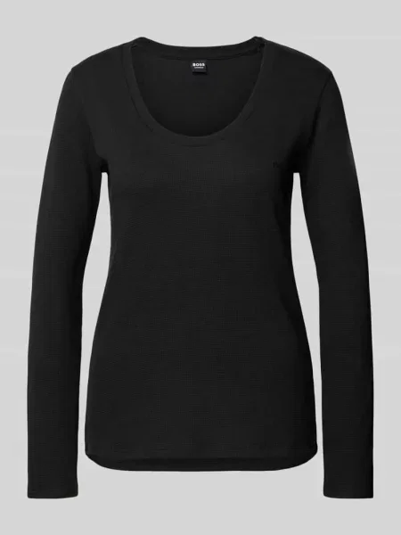 Góra od piżamy o kroju slim fit z mieszanki bawełny Boss czarna