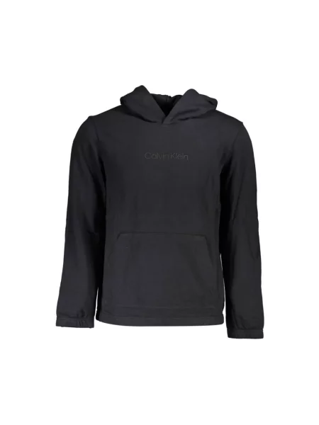 Lniana bluza z kapturem Calvin Klein z kapturem z długim rękawem czarna