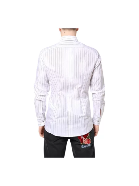 Koszula Dolce And Gabbana w paski z paskiem biała