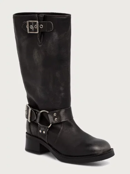 Steve Madden cizme de ofițer pentru femei din piele Beau gri