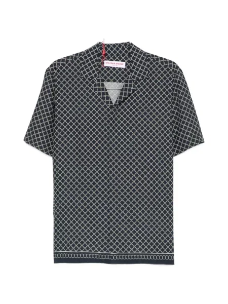 Scurt cămașă Orlebar Brown cu imagine cu imprimeu geometric albastru