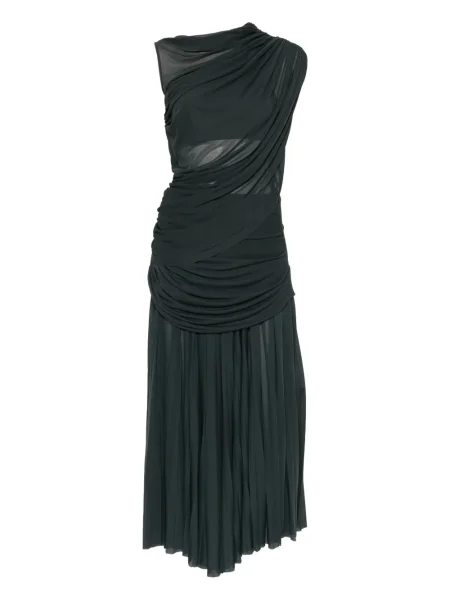 Rochie maxi Proenza Schouler drapată de costum verde