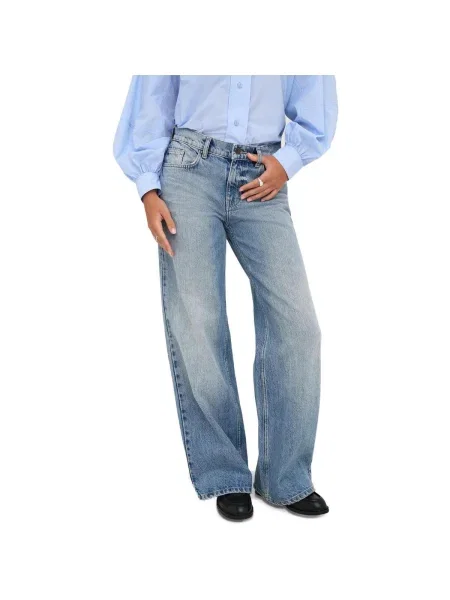 Blugi boyfriend Only cu talie joasă albastru