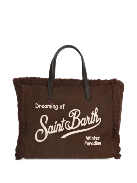 Geantă shopper Mc2 Saint Barth cu franjuri de catifea cord maro