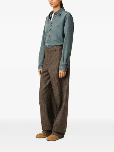 Pantaloni Ami Paris de lână cu model pepito maro