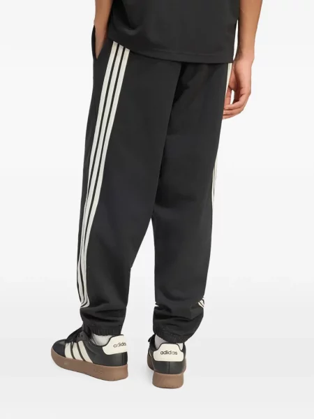 Lung hanorac Adidas din fleece cu dungi negru