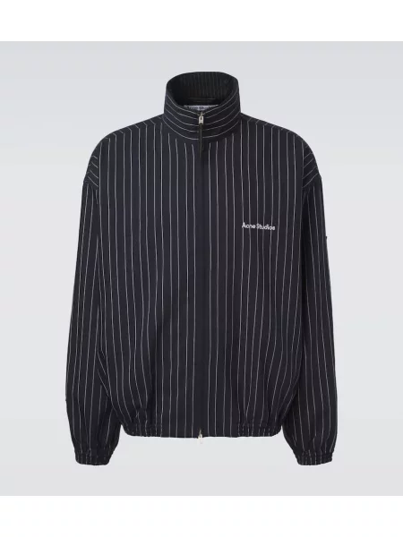 Geacă Acne Studios de lână cu dungi albastru