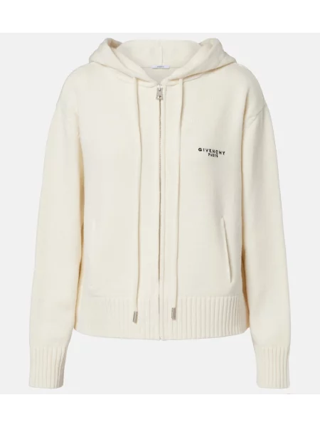 Cardigan Givenchy de lână cu glugă alb