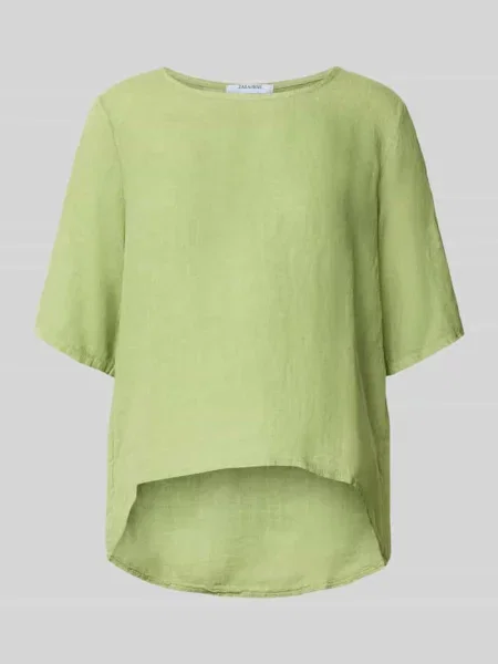 Bluzka lniana o kroju relaxed fit z rękaw o dł. model Zabaione