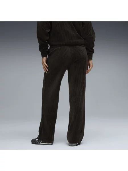 PUMA spodnie Essentials Elevated Velour Rib z prostymi nogawkami Odzież S czarny