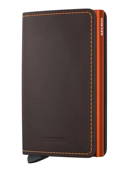 Secrid portofel de piele maro SM-Truffle & Orange portocaliu