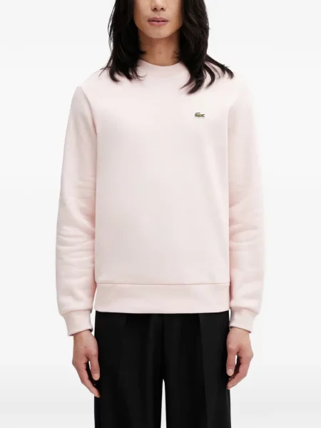Hanorac crewneck Lacoste cu decolteu rotund cu autograf roz