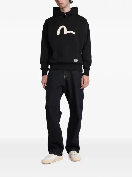 Hanorac cu glugă Evisu cu imagine negru