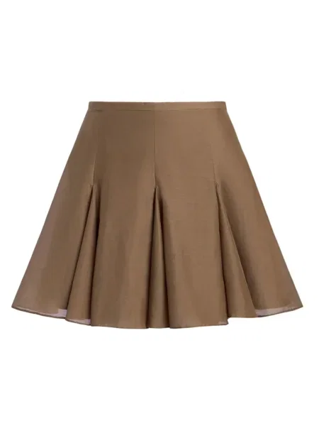 Jedwabna mała spódnica mini 12 Storeez w kształcie litery A brązowa