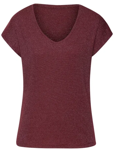 LASCANA Tricou bordeaux / argintiu roșu