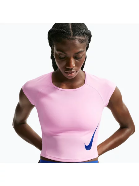 Tricou de alergare pentru femei Nike Tempo Swoosh Run Dri-Fit pink rise/pink rise/old royal roz