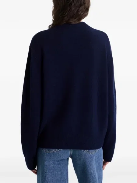 Pulover Sporty & Rich cu broderie cu decolteu în V albastru