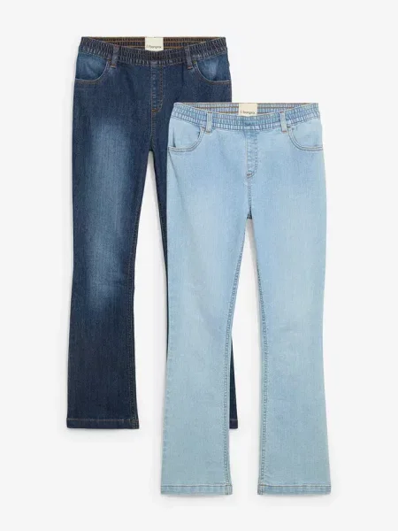 Jeansy z gumką w talii mid waist 2 szt. niebieskie