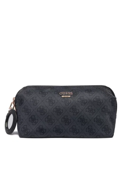 Guess Τσαντάκι καλλυντικών Adrian Logo Travel Σκούρο γκρι