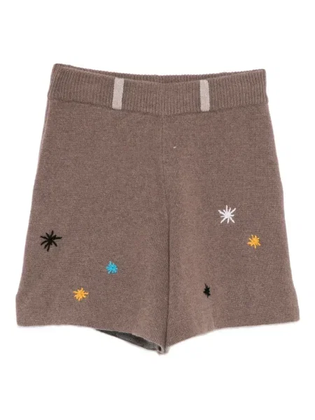 Шорти Yanyan Knits бродирани кафяво