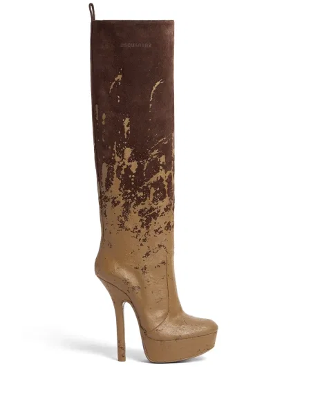 Botine Dsquared2 din piele cu imagine maro