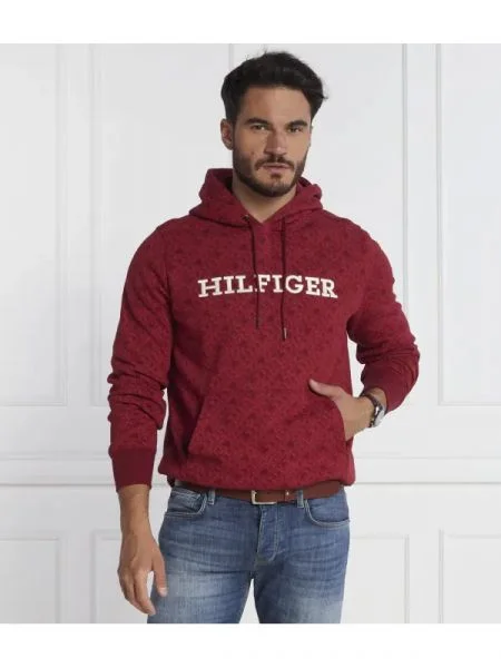 Tommy Hilfiger Hanorac AOP MONOGRAM HOODY bordo
