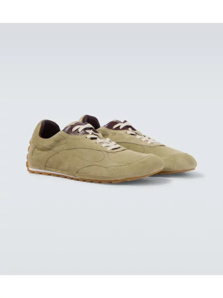 Sneakerși Bottega Veneta din piele de căprioară verde