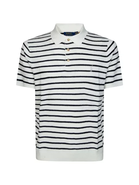 Pletena polo majica Polo Ralph Lauren s vezom s vezicama bijela