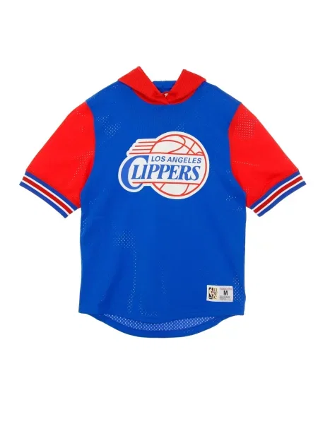 Krótka bluza z kapturem Mitchell & Ness z krótkim rękawem z siateczką niebieska