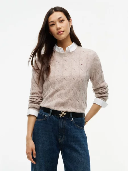 Tommy Hilfiger Sweter z dzianiny Kobiety Wełna S brązowy