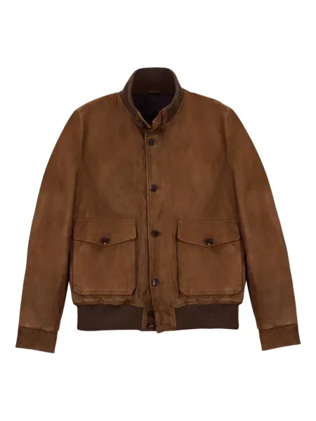 Geacă bomber Slowear din piele de căprioară maro