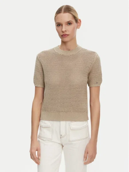 Tommy Hilfiger Pulover Pointelle bej