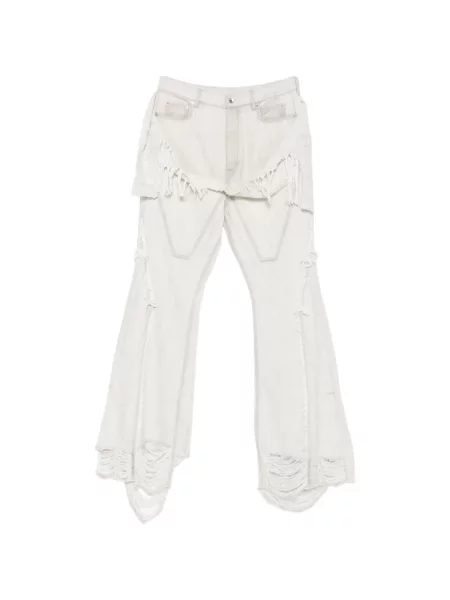 Džíny Rick Owens Drkshdw s třásněmi bílé