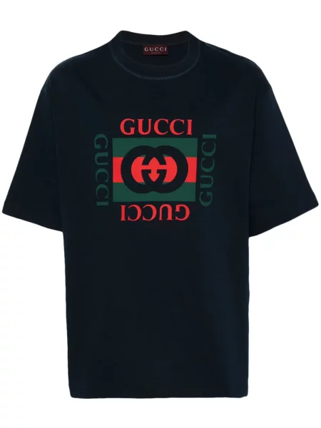 Koszulka Gucci z nadrukiem niebieska