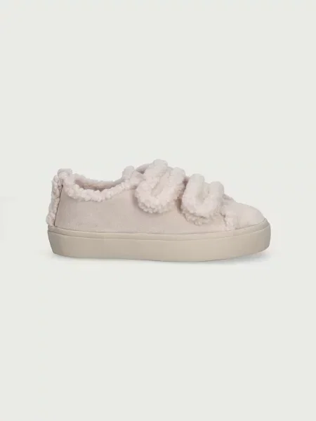 Inuikii SHEARLING LOW VELCRO PASTELLE sneakers pentru copii din piele întoarsă bej