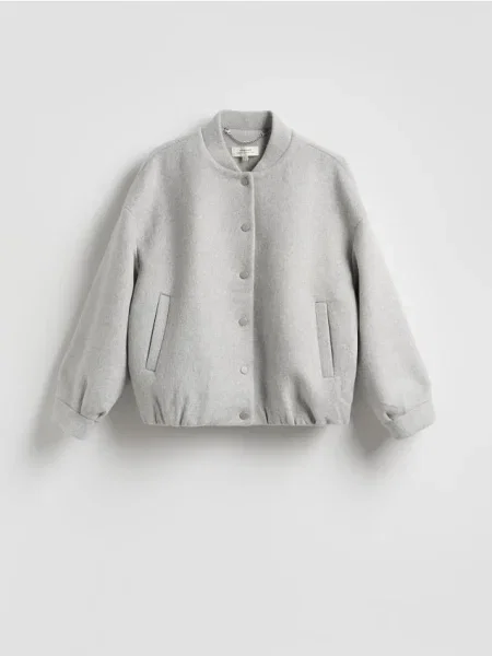 Reserved Kurtka bomberka z wełną szary