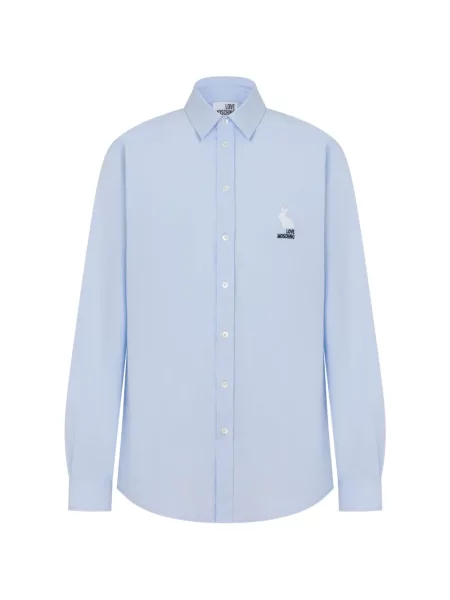 Cămașă Love Moschino din poplin albastru