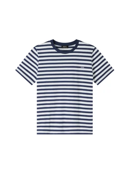 A.P.C. t-shirt t-shirt standard apc brode raye męski granatowy wzorzysty niebieska