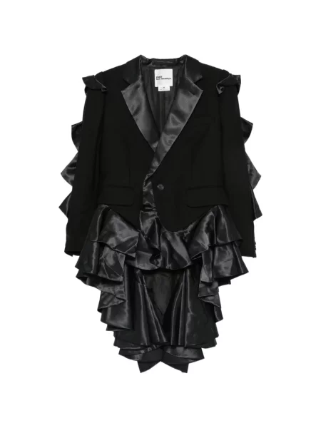 Geacă Noir Kei Ninomiya din satin cu volane negru