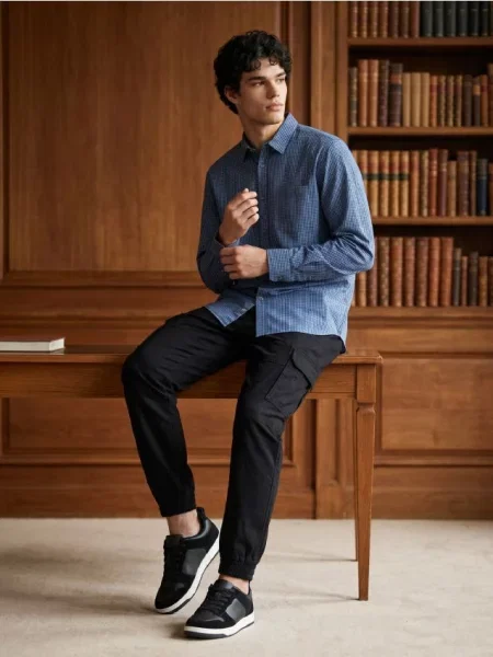 Sinsay slim fit košile s kostkovaným vzorem světle modrá