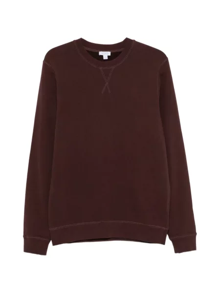 Hanorac crewneck Sunspel cu decolteu rotund maro
